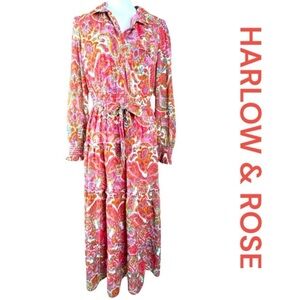 HARLOW & ROSE (Macy's) Pink Floral Paisley Midi Dress, Size M.